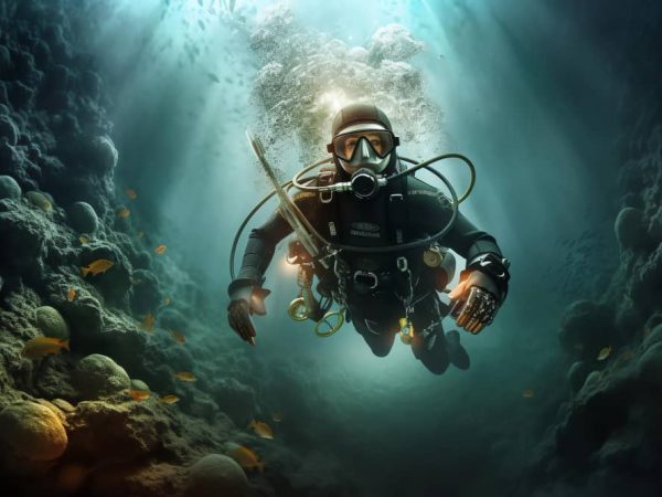 diver-is-diving-water-with-goldfish-bottom