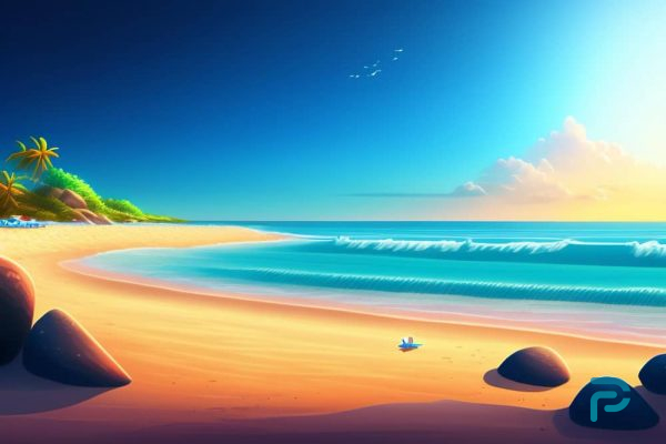 beach-with-blue-sky-small-wave-sand