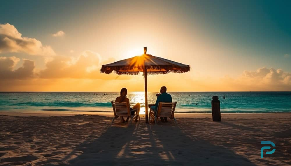 smiling-couple-enjoys-sunset-tropical-beach-generated-by-ai